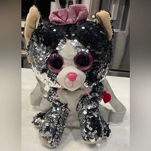 TY Fashion Flippy Sequin Backpack - KIKI the Cat (Mint)